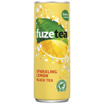 Fuze Tea Black sparkling Lemon Ice tea blik 250 ml